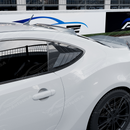 Aggressive carbon print rear side window louvers installed on a 2017 Toyota 86
