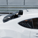Direct side profile view of the gloss black rear window visor for 2013-2020 Subaru BRZ
