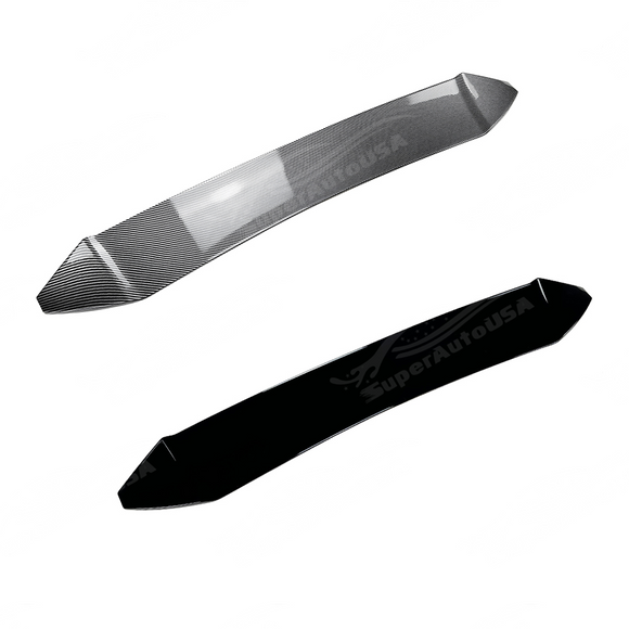 Visual comparison between gloss black and carbon print rear roof visors for 86/BRZ