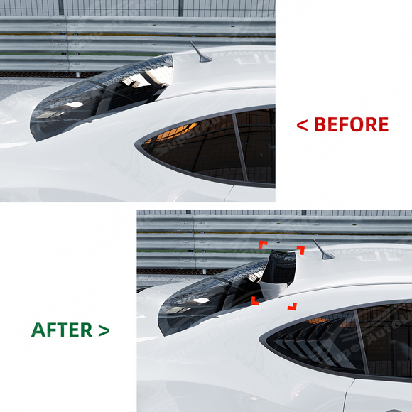 The completed performance look of a Scion FR-S with a rear roof visor and matching trunk spoiler