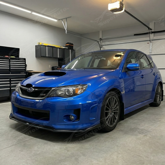 Standalone view of the uninstalled gloss black front bumper splitter lip