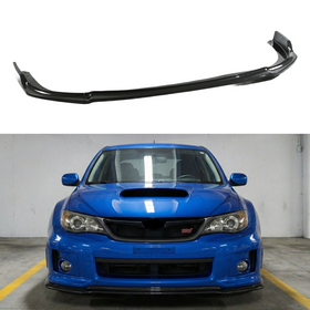 SuperAutoUSA carbon fiber print front bumper lip splitter installed on a 2008 Subaru Impreza WRX STI