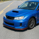 Track-inspired carbon print front splitter with red accents on a SuperAutoUSA modified STI