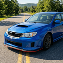 Sporty racing-inspired red detail on the edge of the SuperAutoUSA carbon print front lip