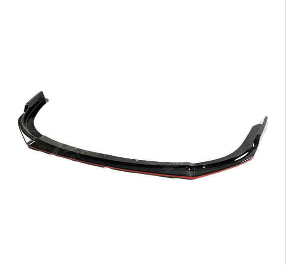 Included mounting hardware for the SuperAutoUSA red-accented gloss black STI front lip