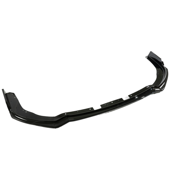 Standalone view of the uninstalled gloss black front bumper splitter lip for STI