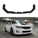 Gloss black front splitter lip with red trim installed on a 2011 Subaru Impreza WRX STI