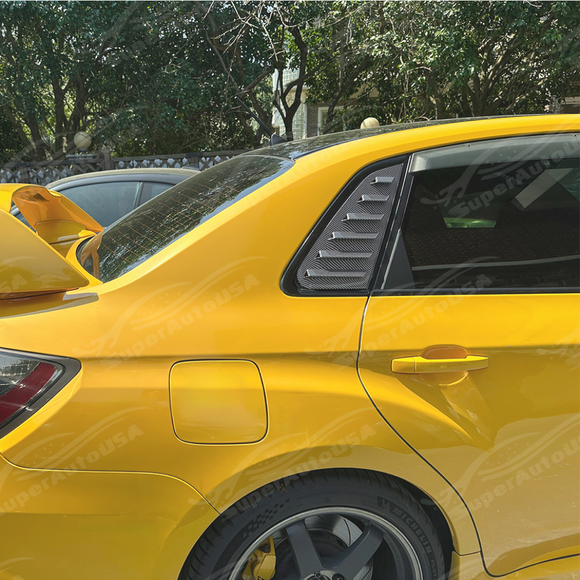 Side perspective highlighting the aerodynamic profile of the carbon print rear quarter trim