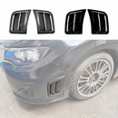 Carbon print front bumper side air vents installed on a 2011 Subaru WRX STI GV