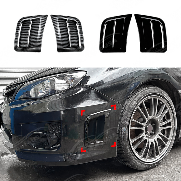 Precision fitment of the side vents on a Black Subaru WRX STI