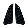 Close-up of the aggressive triple-slat vent design on the GV WRX gloss black window louvers
