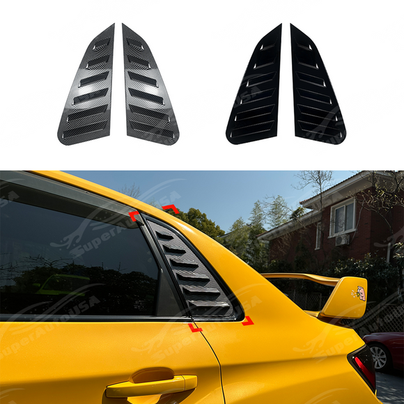 Close-up showing the flush edge-to-edge fitment of the louvers on the GV quarter window glass