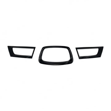 3-piece set of gloss black front grill frame overlay covers for 2006-2007 Subaru Impreza WRX STI