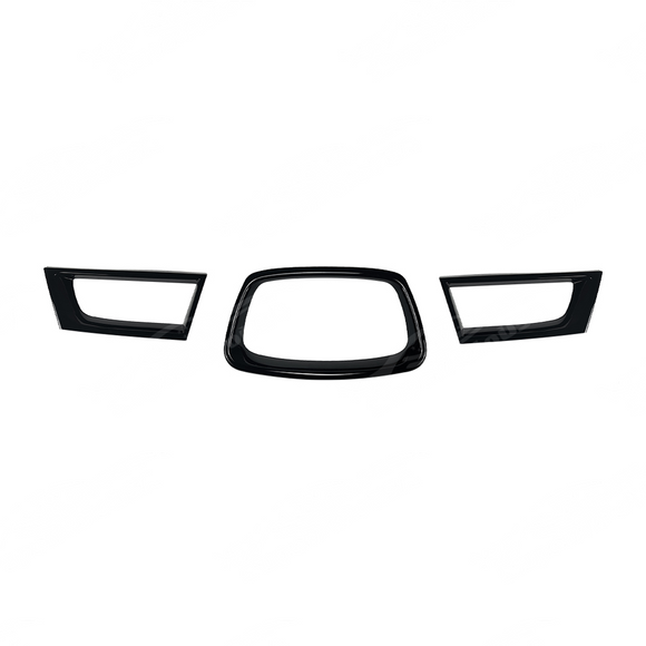 3-piece set of gloss black front grill frame overlay covers for 2006-2007 Subaru Impreza WRX STI