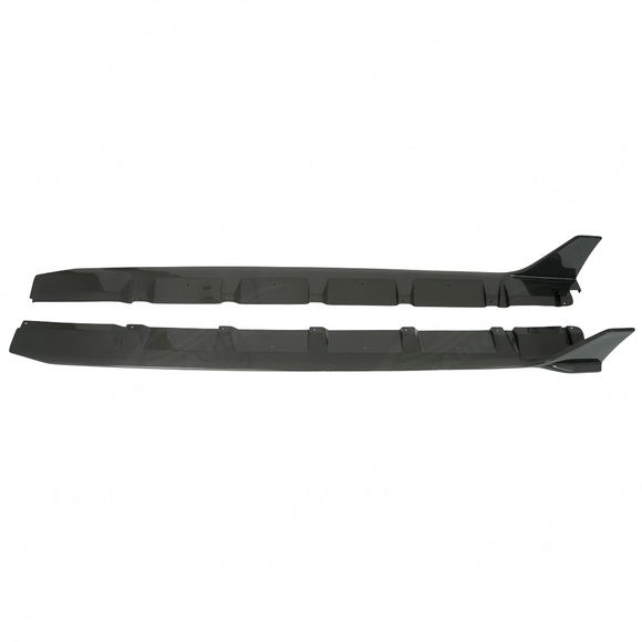 Direct side profile view of the carbon fiber aerodynamic side rockers for 2015-2021 Subaru WRX