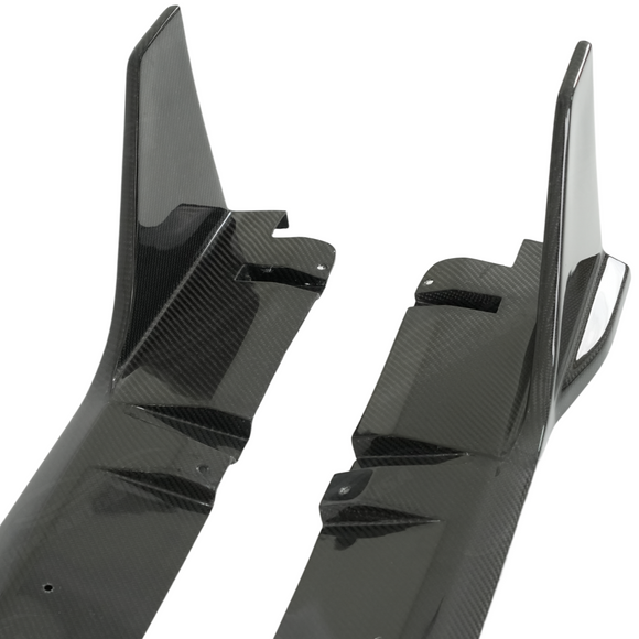 Standalone view of the left and right side real carbon fiber extensions featuring built-in rear winglets