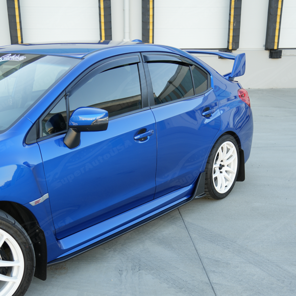 Side-by-side comparison of the flat stock VA rocker panel versus the aggressive carbon winglet extension