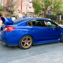 Side perspective highlighting the aerodynamic profile of the carbon print rear quarter trim