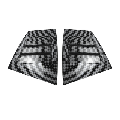 Detailed shot of the high-definition carbon fiber print weave on the VA window louvers