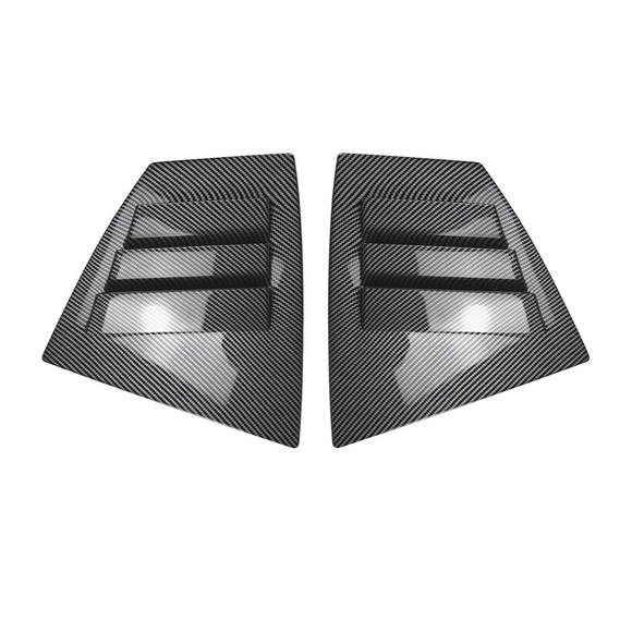 Detailed shot of the high-definition carbon fiber print weave on the VA window louvers