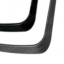 Visual comparison between gloss black and carbon print fog light accent trim for WRX VA