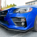 Gloss black fog light accent trim overlays installed on a 2016 Subaru WRX STI VA