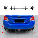 Rear-facing view of the gloss black aerodynamic shark fins for 2015-2021 Subaru WRX