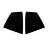 Close-up of the aggressive triple-slat vent design on the VA WRX gloss black louvers