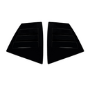 Close-up of the aggressive triple-slat vent design on the VA WRX gloss black louvers