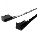 Visual comparison between gloss black and carbon print JDM style side skirts for WRX VA