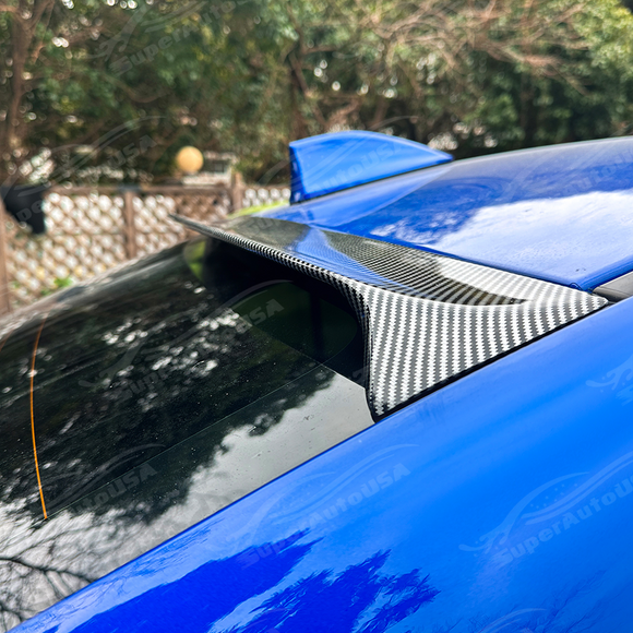 Detailed view showing the flush mount fitment against the VA roofline and rear glass