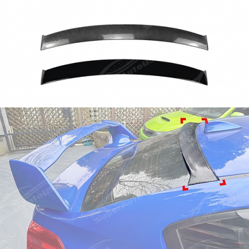 The completed high-performance look of a Subaru VA with a rear window visor and trunk lip