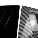 Visual comparison between gloss black and carbon print rear passenger window louvers