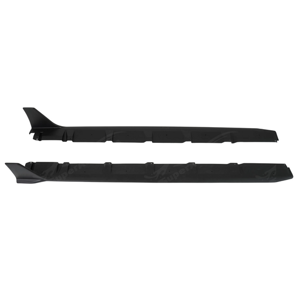 Direct side profile of the SuperAutoUSA black rocker panel extensions for 2015-2021 WRX