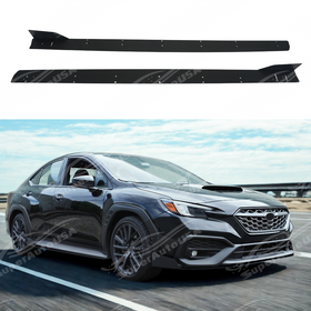 Adjustable aluminum side body skirt splitter on a 2021 Subaru WRX VB