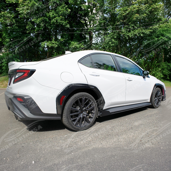2024 Subaru WRX VB in motion with new carbon fiber wheel arch flares