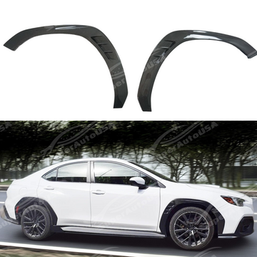 Black Subaru WRX with a new set of real carbon fiber front fender flares