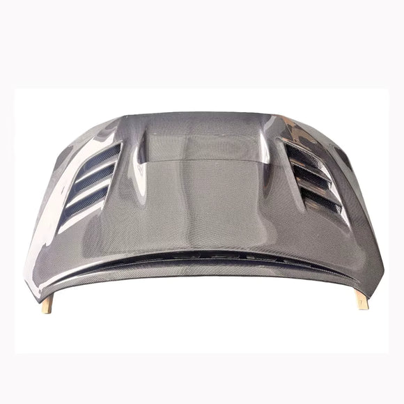 Precision-molded OEM-style latch and hinge mounting points for the VB carbon hood