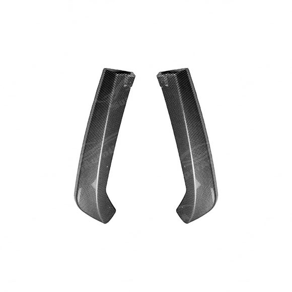 Detailed shot of the high-definition carbon fiber print weave on the VB rear bumper spats