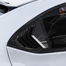 Aggressive carbon print rear side window louvers installed on a 2025 Subaru WRX tS