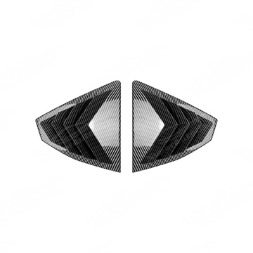 Detailed shot of the high-definition carbon fiber print weave on the VB window louvers