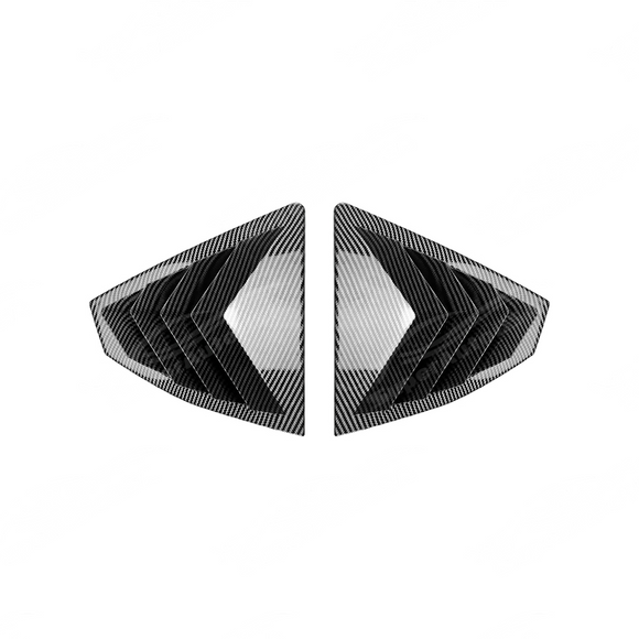 Detailed shot of the high-definition carbon fiber print weave on the VB window louvers