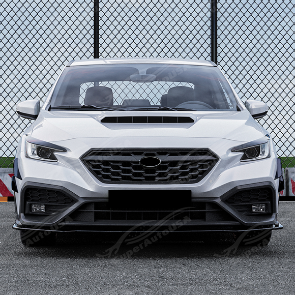 Direct front-facing view of the aerodynamic winglets for the 2022-2026 Subaru WRX bumper