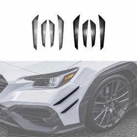Precision-fit gloss black front bumper canards on a 2022 Subaru WRX VB