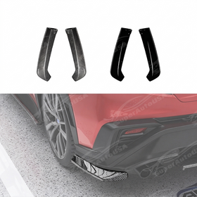 Pair of gloss black rear bumper spat aprons installed on a 2022 Subaru WRX VB