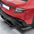 Direct side profile of the gloss black rear bumper side splitters for 2022-2026 Subaru WRX