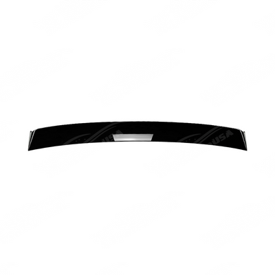 Close-up of the premium mirror-finish gloss black coating on the WRX rear window trim