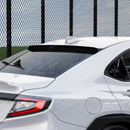 Side profile of the gloss black rear window spoiler for 2022-2026 Subaru WRX