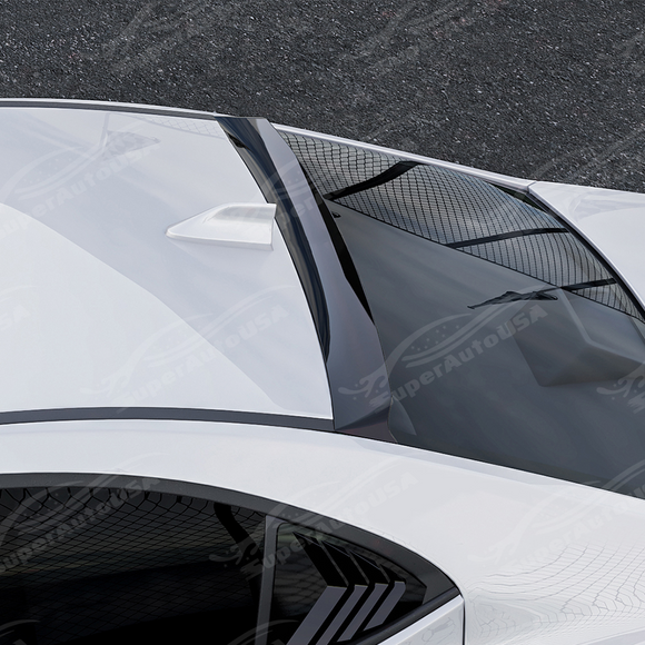 Top-down view showing the aerodynamic curvature of the VB rear window visor