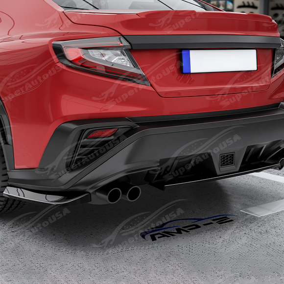 Low angle shot highlighting the aggressive shark fin design of the VB rear bumper diffuser